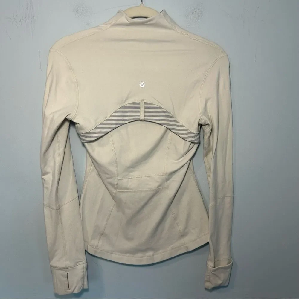 Lululemon Polar Cream Half Micro Macro Stripe Heather Silver Slate Define Jacket